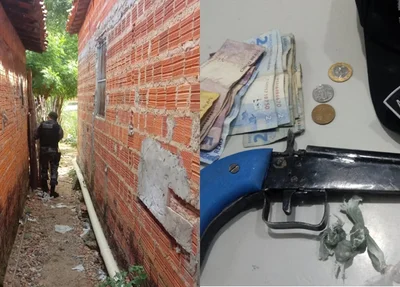 Residência e materiais apreendidos
