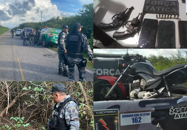 Policiais da Força Tática do 24º BPM durante diligências