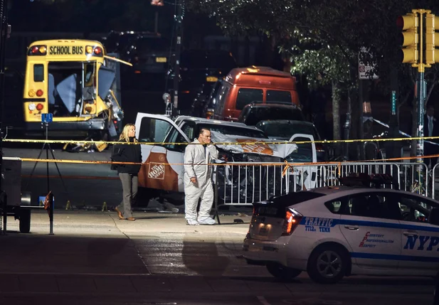 Polícia no local do atentado em Nova York